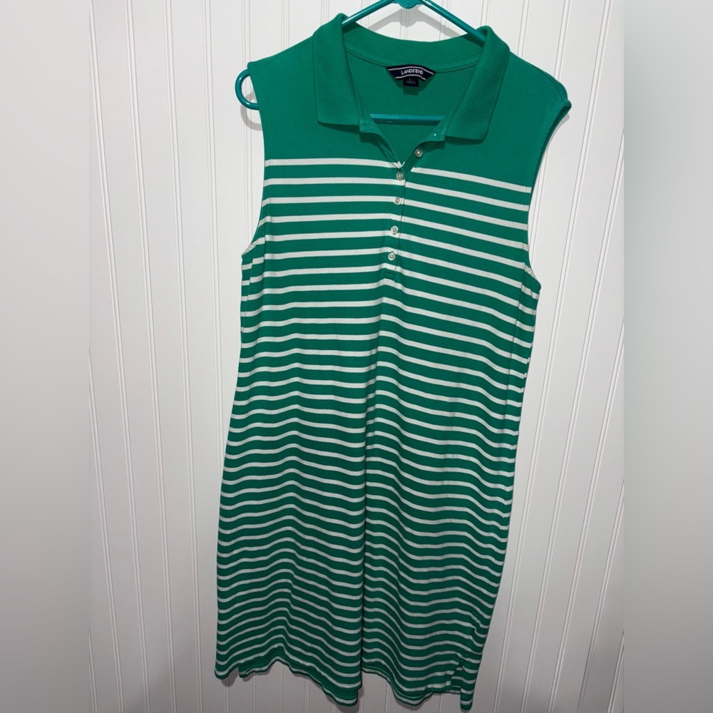 Lands' End Green Teal Sleeveless Polo Dress| Size Large
